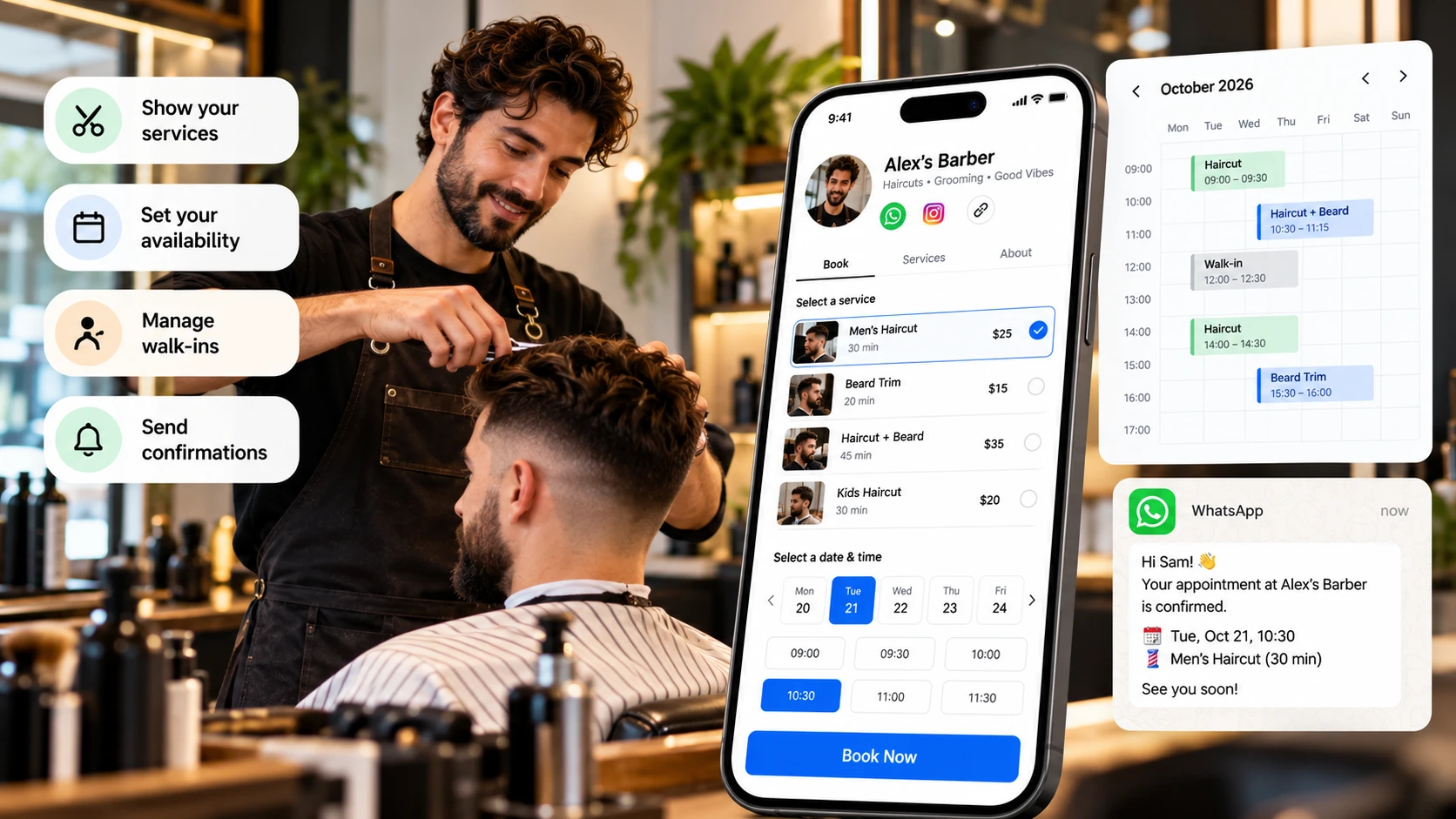 Agenda online para barbeiros que trabalham sozinhos